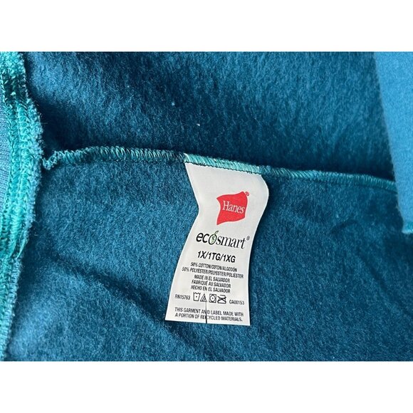 Hanes EcoSmart Women's Lounge Pants Plus Size 1X Teal Cotton Blend Comfort - Picture 3 of 5